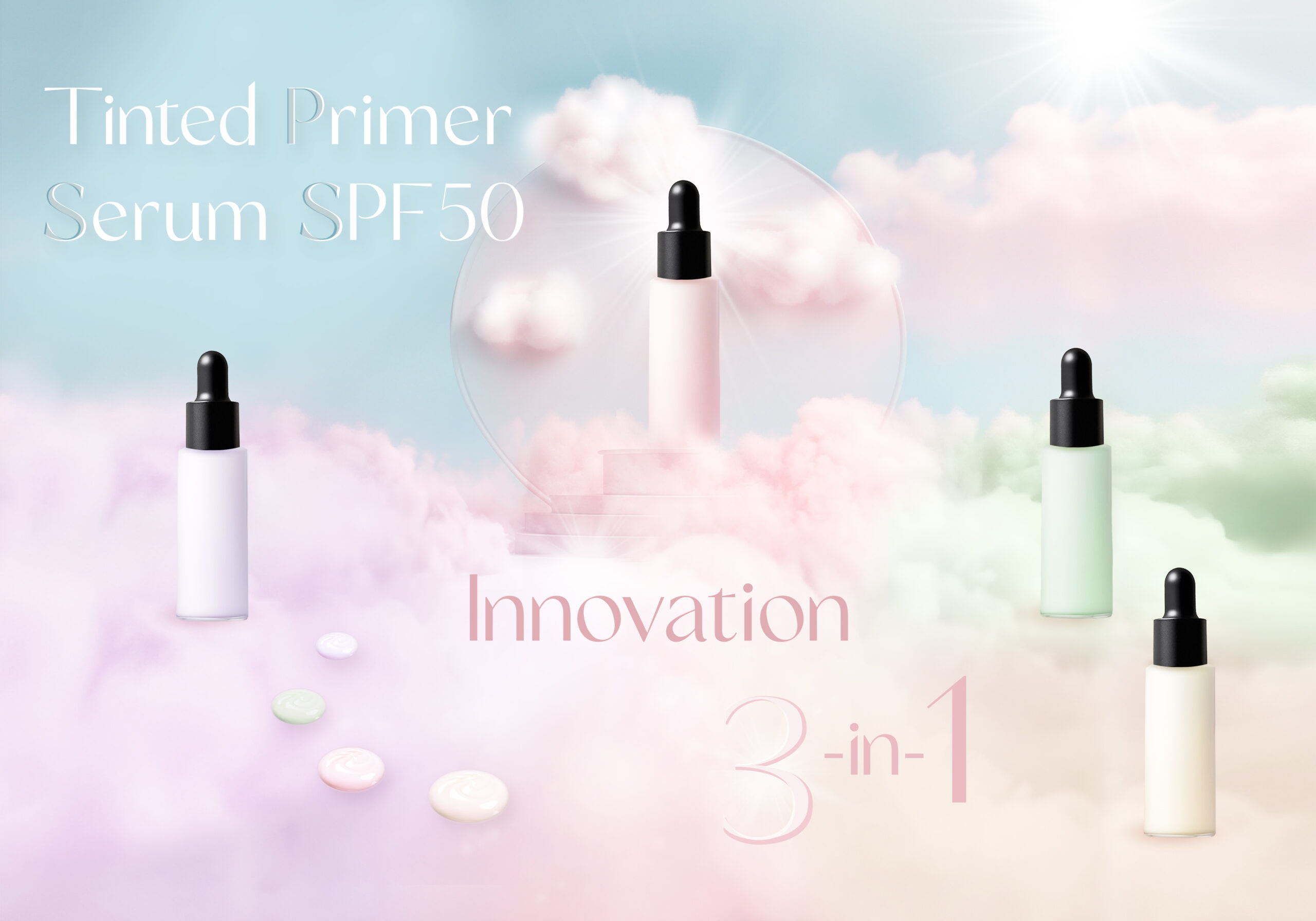 Soin multifonction : sérum, primer et protection SPF50